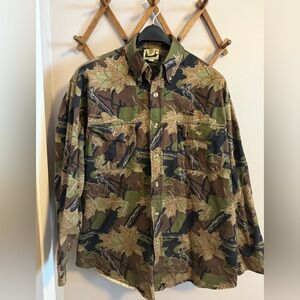 Vintage Nunavut Hunter Maple Leaf Camo Heavy Cotton Work Shirt - Large Gorpcore
